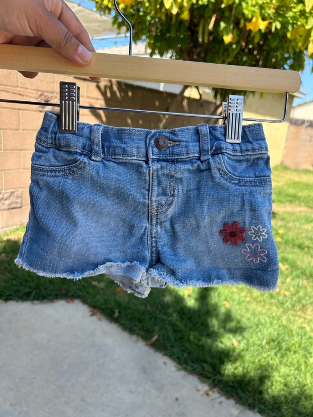 OshKosh B'gosh Light Blue Denim Shorts with Flower Embroidery